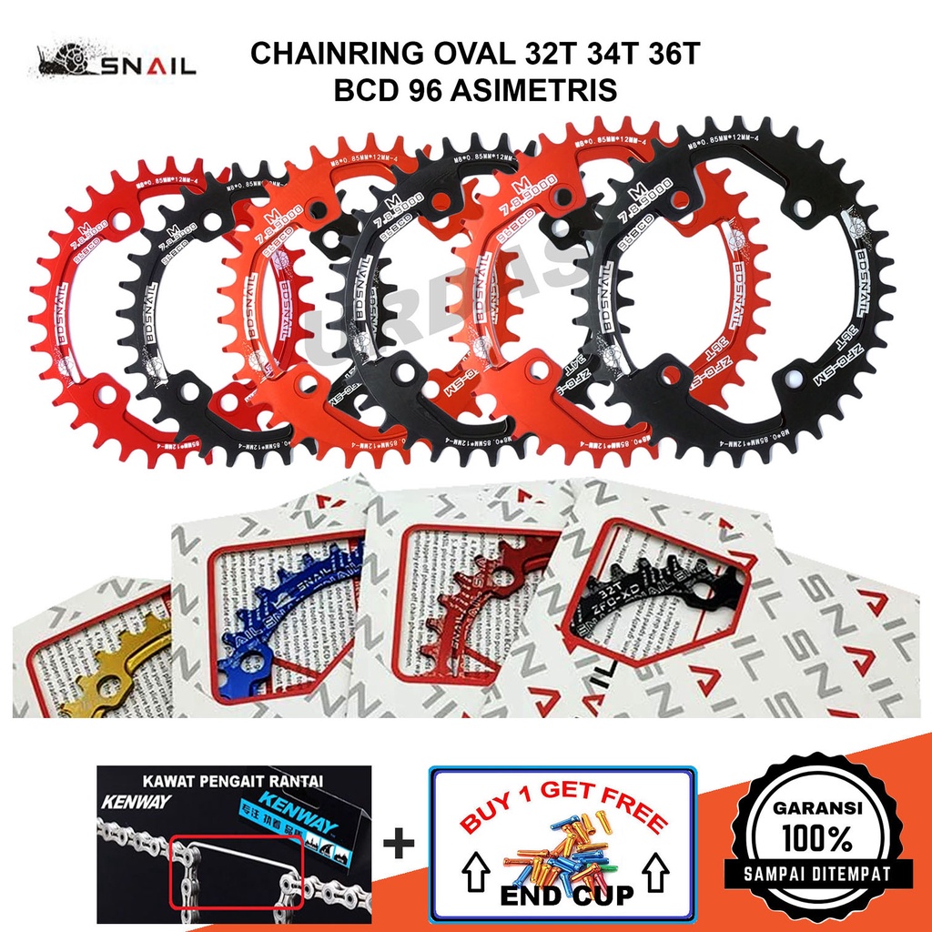 Chainring 32t 34t 36t 38t Oval Bcd 96 Asimetris Sepeda Mtb Single Chainring Shimano M6000 M7000 M800