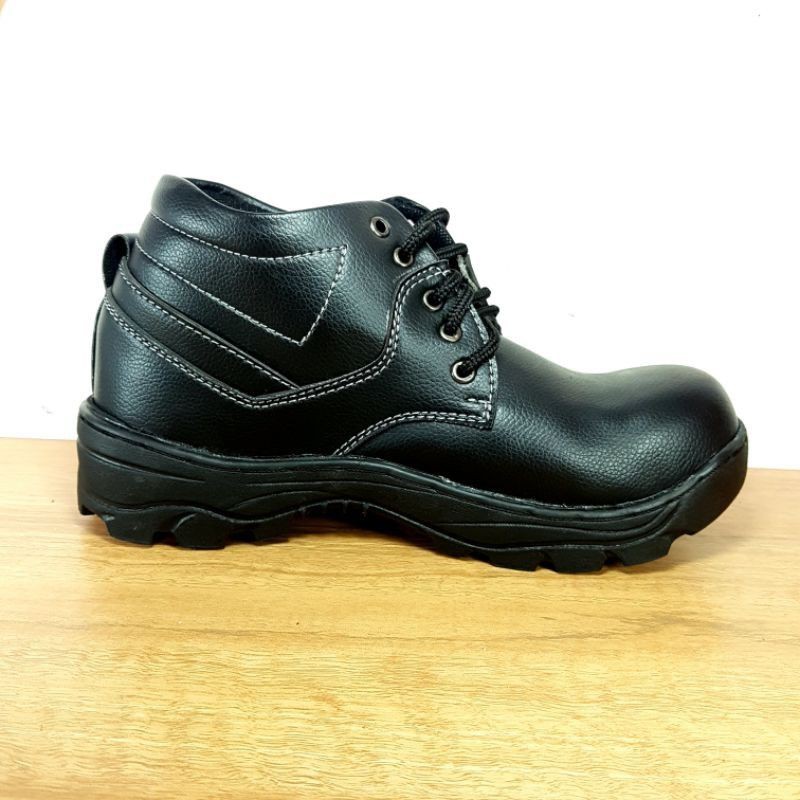 Jual Sepatu Safety Boots Ujung Besi Edmundo Black Kerja Mekanik