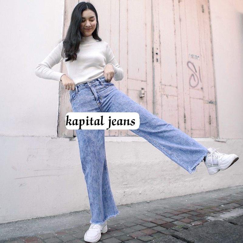 CELANA WANITA KULOT JEANS RAWIS HIGHWAIST PANJANG