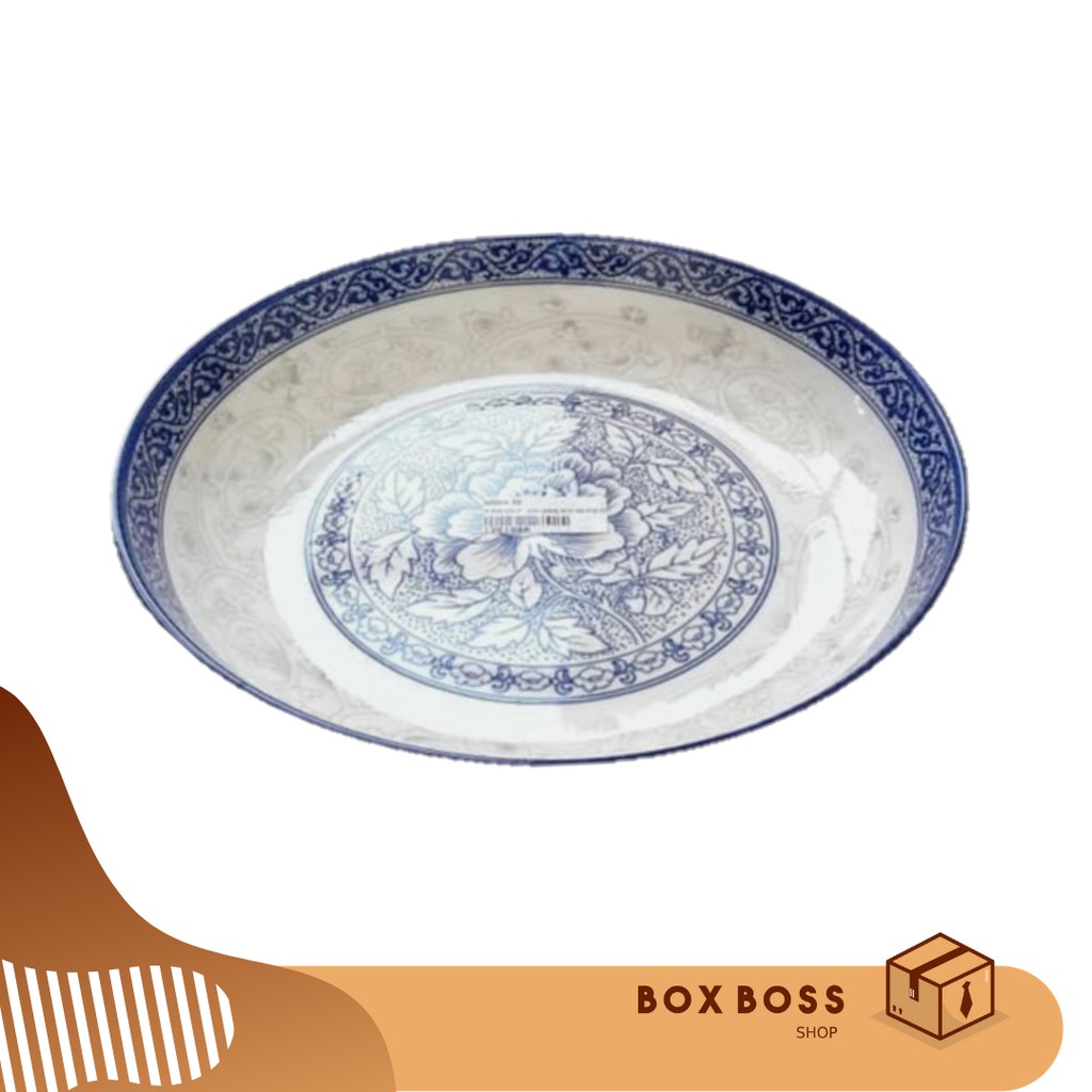 PIRING KERAMIK ST MORITZ 7 inch BIRU PUTIH MOTIF KLASIK