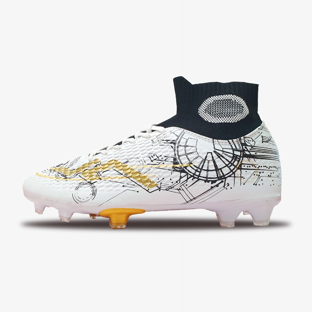 Sepatu Bola Zethro EON FG Moon White/Gold