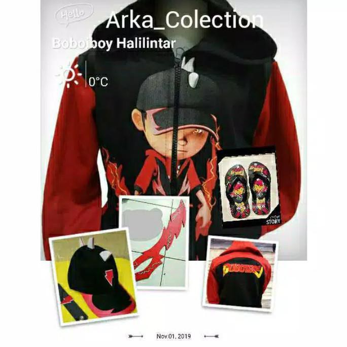 Jaket Boboiboy Api + Topi +Gelang
