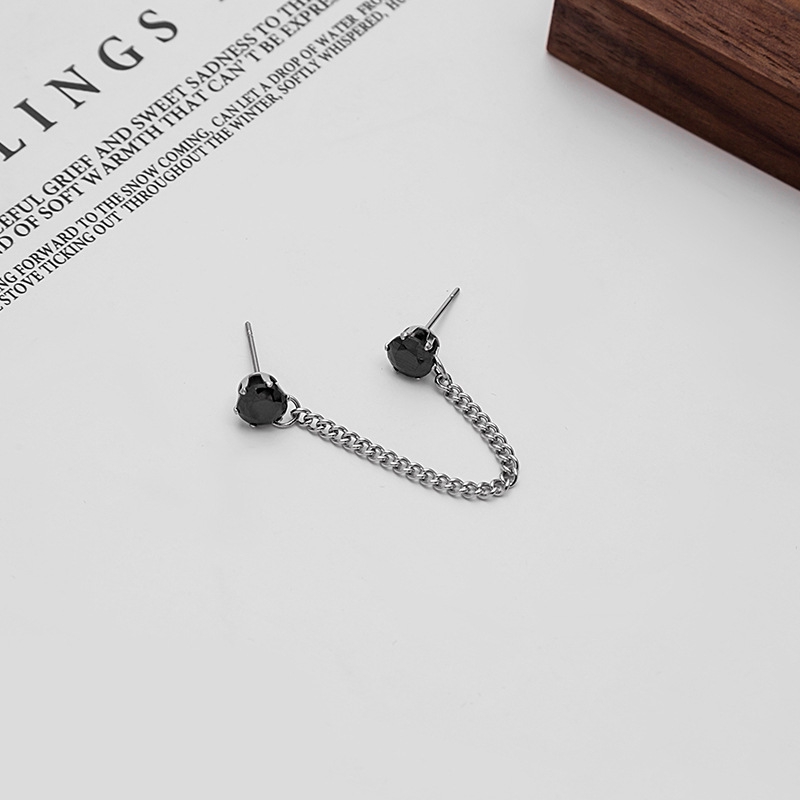 Jepang Dan Korea Selatan Gaya Hong Kong Kepribadian Lintas Bintang Stainless Steel Anting Berlian Rantai Anting Tulang Klip Anting Hip Hop-E2778-6