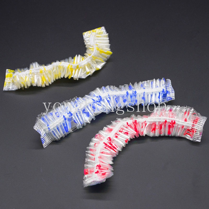 50 Pcs / set Topi Shower Cap Elastis Flexible Sekali Pakai Bahan Plastik Tahan Lama Anti Air Untuk Spa