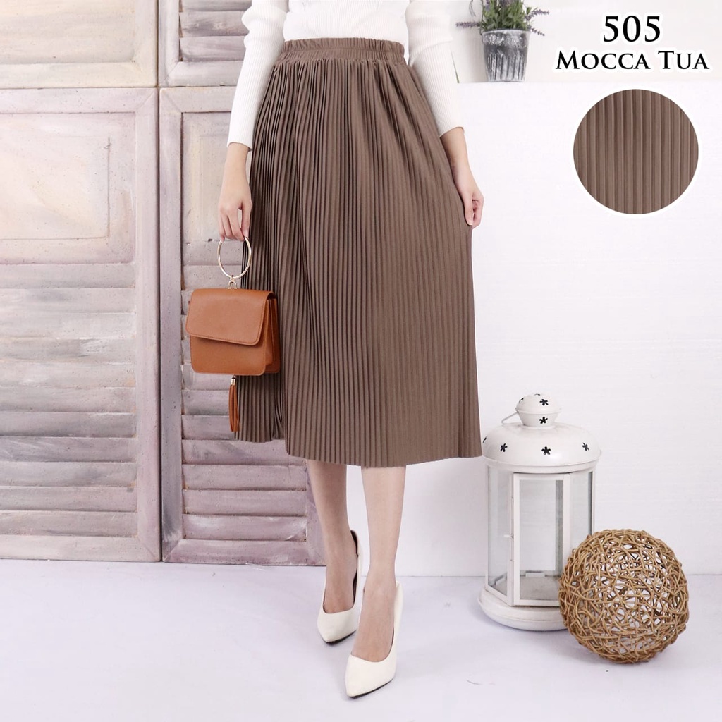 ROK PLISKET MURAH 505  LUVALINE ROK PLISKET 7/8 PLEATED SKIRT FLARE SKIRT MAYUNG FLOWY REMPEL