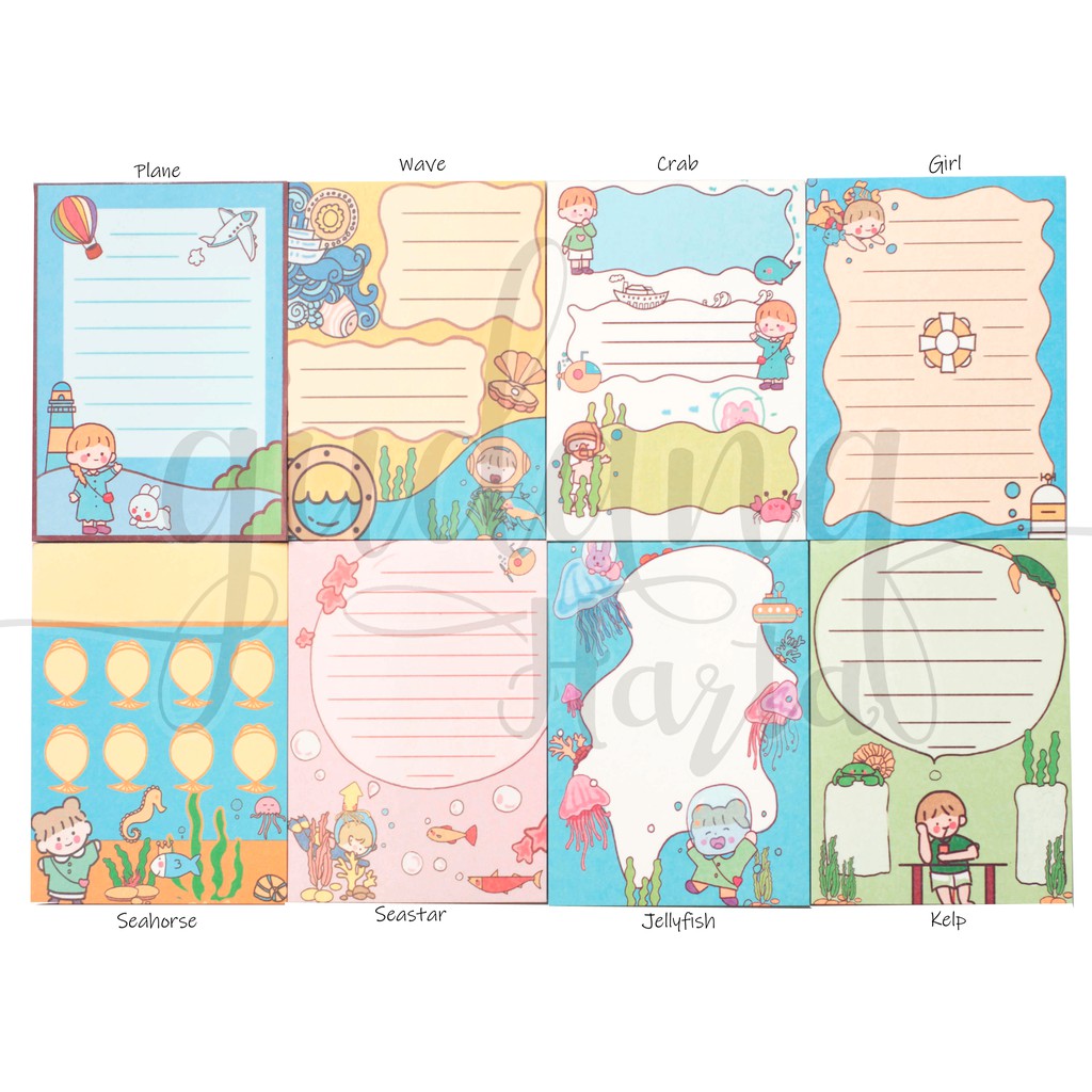 Memo Ocean Jellyfish Seahorse Kelp Diving Lucu Scrapbook DIY Unik GH 301347