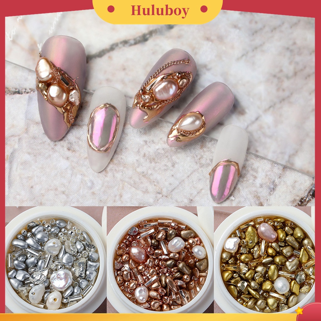 Huluboy Huluboy♡ 1 Kotak Mutiara Bentuk Kerang Batu Untuk Aksesoris Nail Art