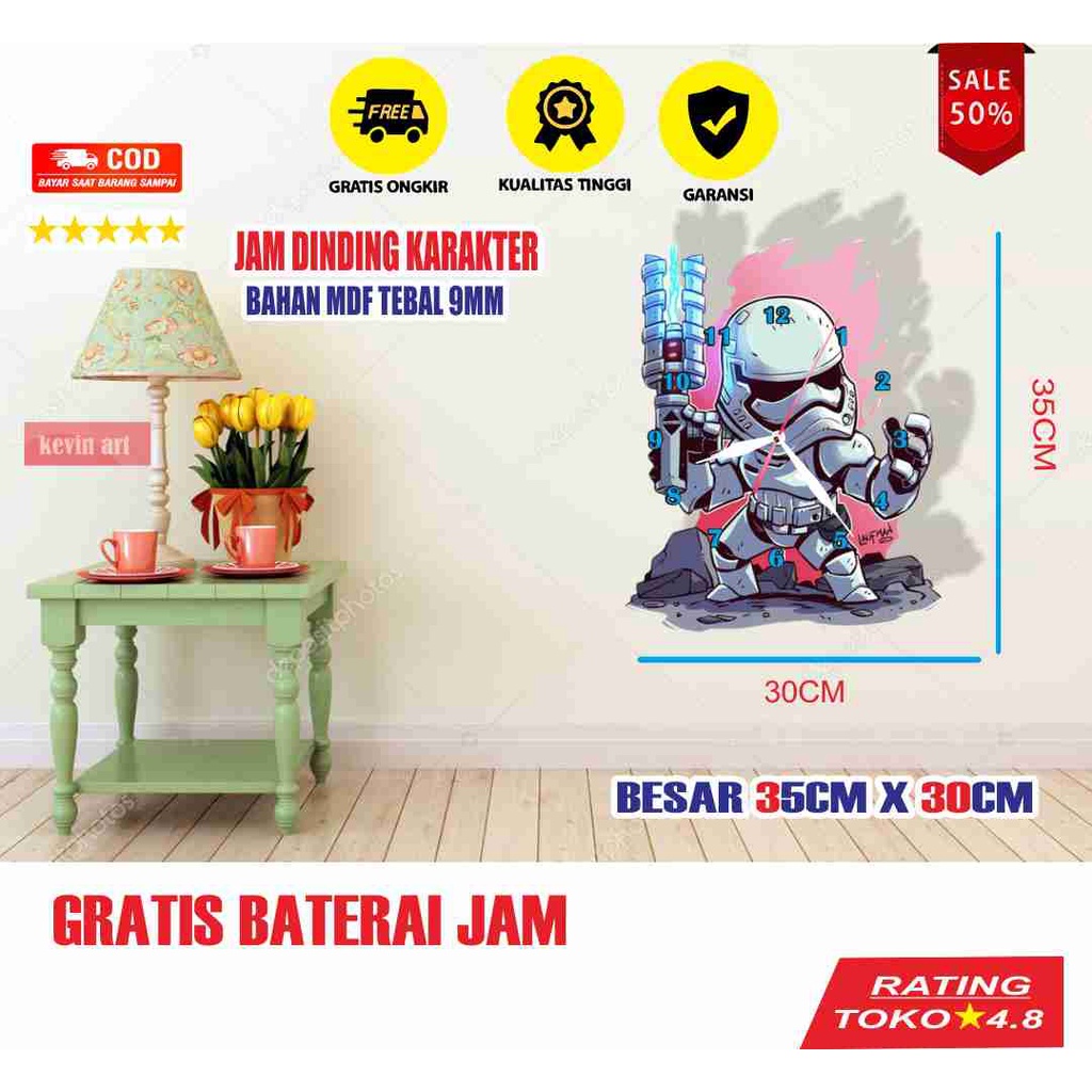 JAM DINDING UNIK DAN KEREN KARAKTER STAR WARS DEKORASI HIASAN DINDING KAMAR TIDUR WALL DECOR CUSTOM