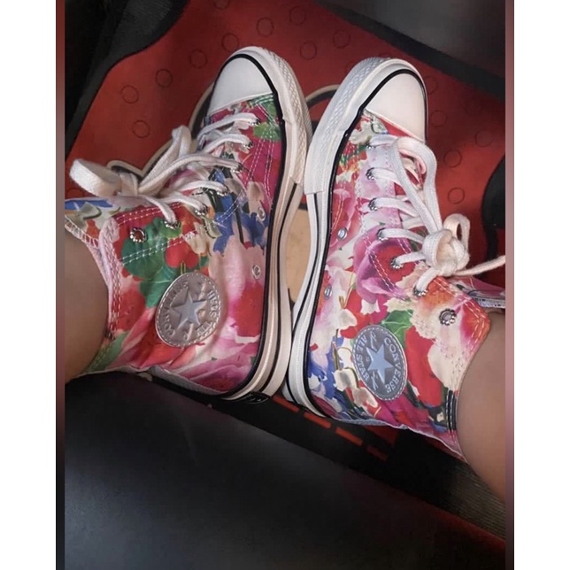 [NETT]sepatu high shoes converse x chuck taylor original motif bunga size 35 fit 36
