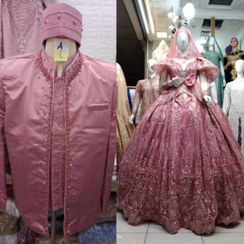 GAUN PENGANTIN MEWAH | GAUN PENGANTIN MUSLIM | BAJU PENGANTIN COUPLE MODERN | BUSANA PENGANTIN