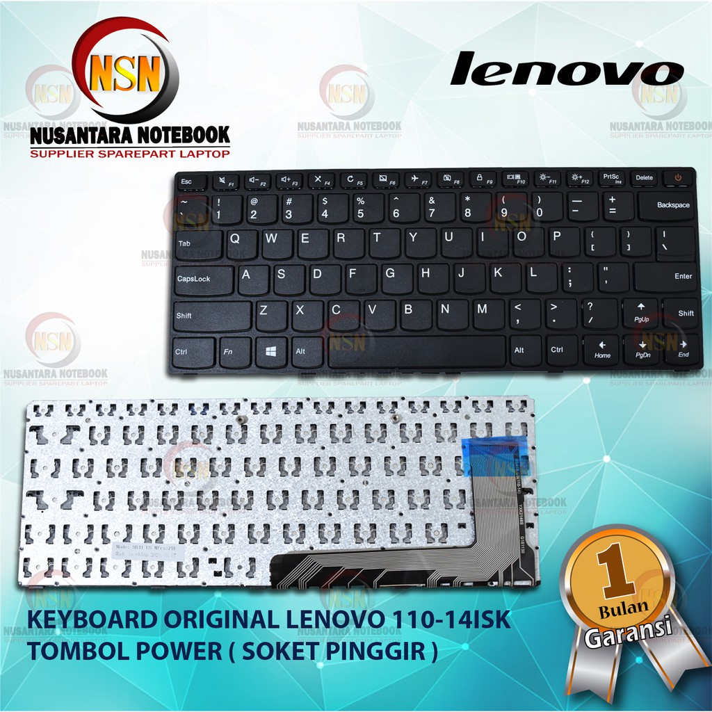 Keyboard Original Lenovo 110-14ISK Series Tombol Power Soket Pinggir