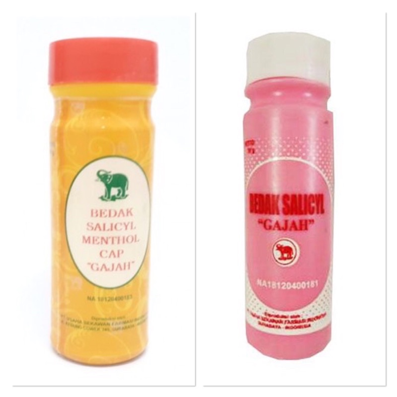 Bedak Gatal Salicyl Menthol cap Gajah botol kuning botol pink