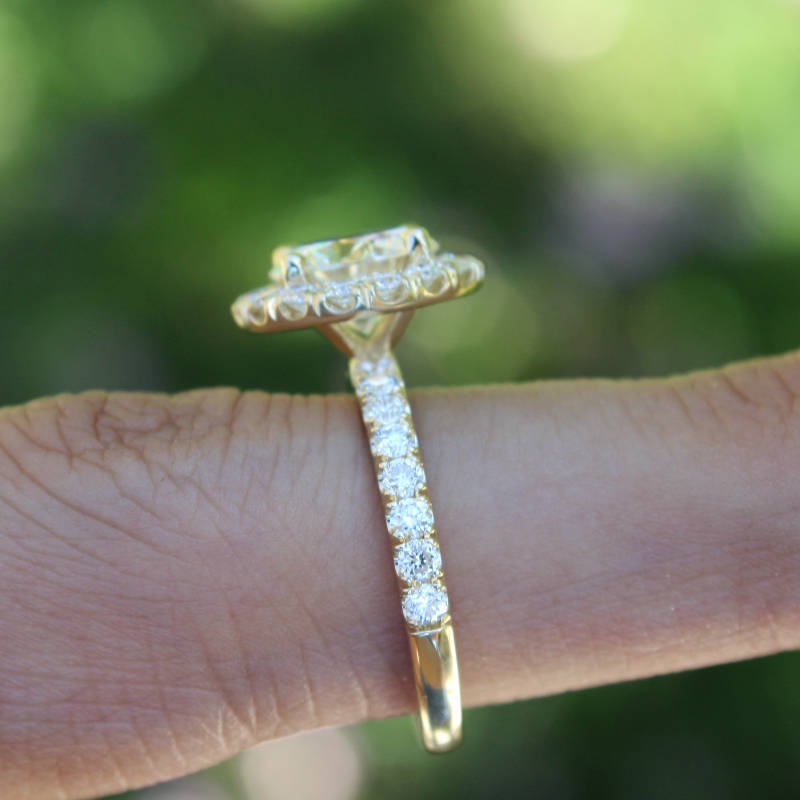 perak 925 wanita Cincin berlian bulat berlapis emas