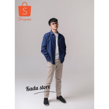 Kemeja jeans slimfit pria / Kemeja jeans pria lengan panjang / Kemeja casual pria - Kadu store
