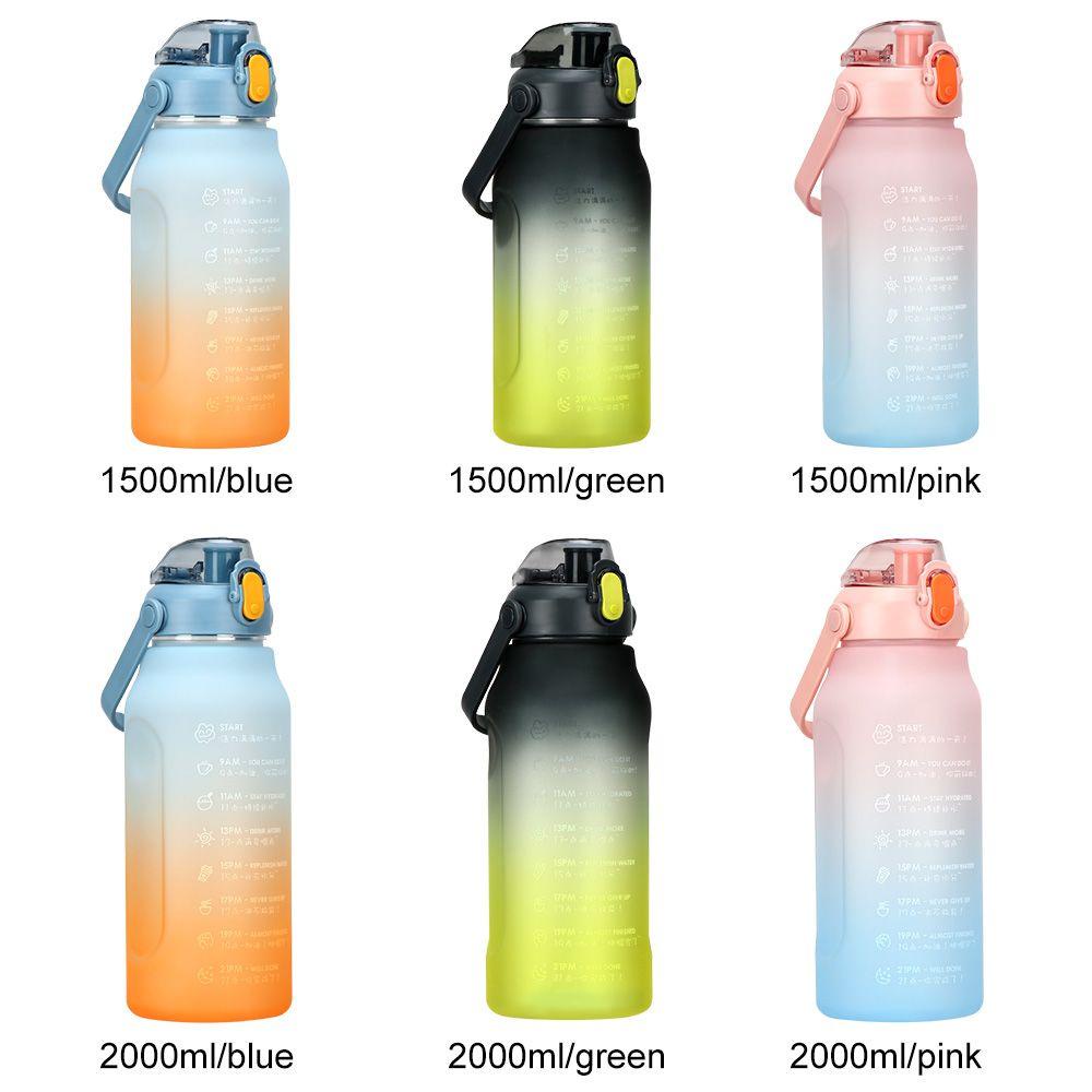 Solighter 1500/2000ml Botol Air Kebugaran Olahraga Travel Kettle Plastik Anti Bocor Sedotan Water Jug