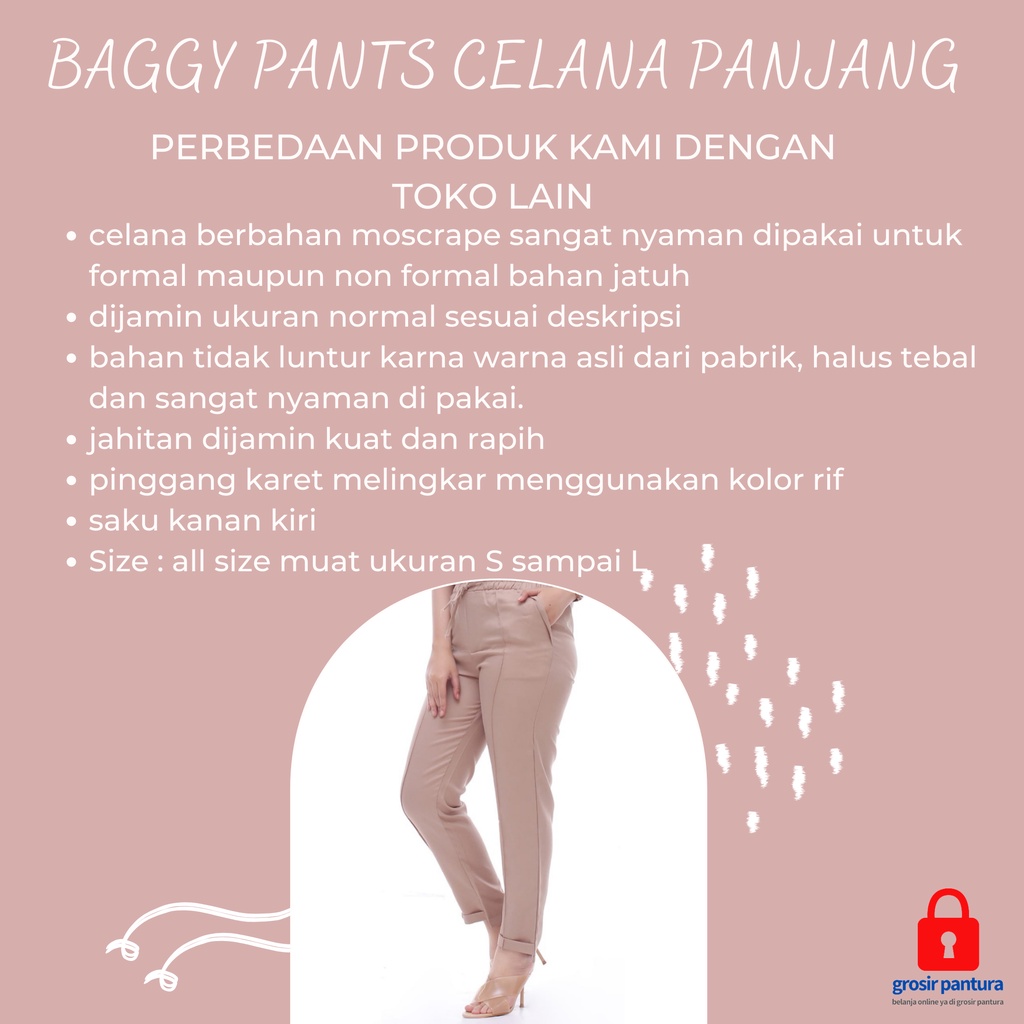 BAGGY PANTS CELANA PANJANG BAHAN KERJA WANITA KANTOR CELANA PANJANG BAHAN MOSCRAPE CEWEK MURAH