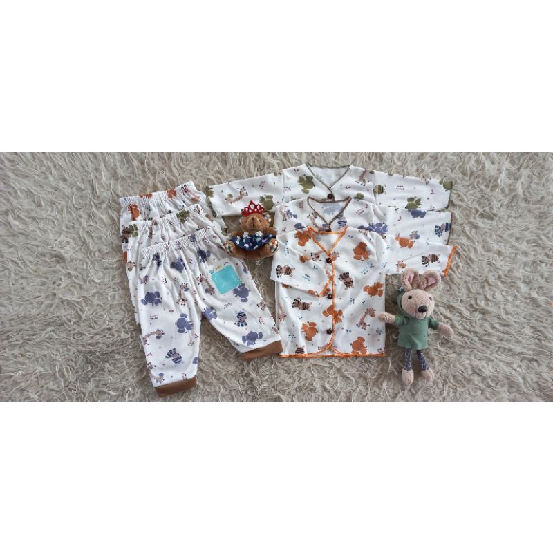 Paket baju celana bayi piyama bayi motif Stelan baju bayi motif 3stel SNI promo 9.9