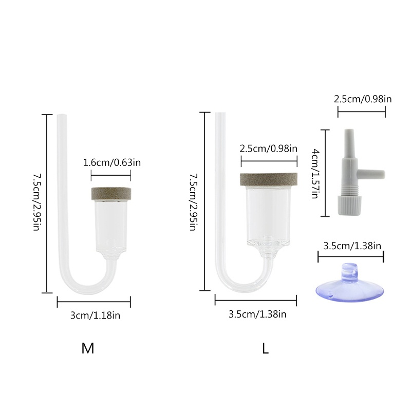 Diffuser CO2 Nano Bahan Akrilik Bening Dengan Suction Cup Untuk Pompa Udara Akuarium