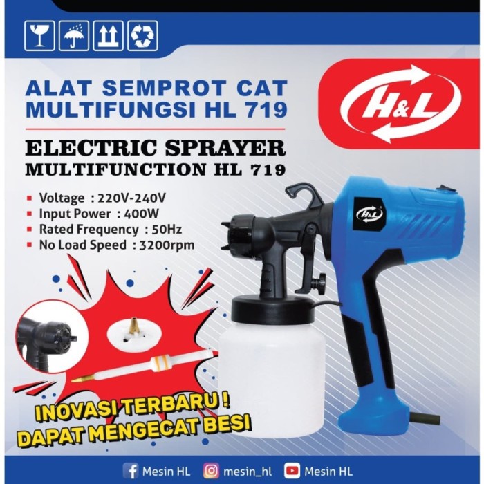 HNL Spray Gun Listrik HL719 - untuk cat duco minyak