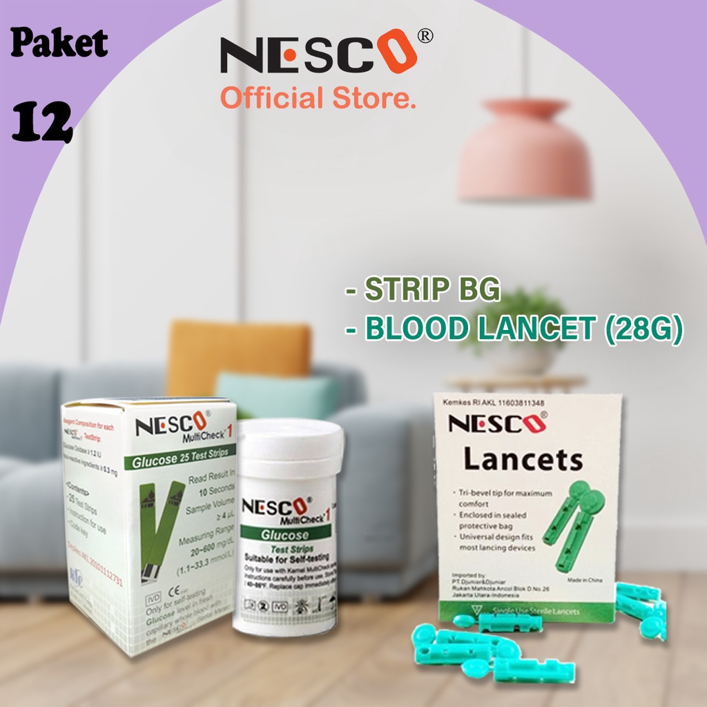 PAKET 12A (STRIP BG GULA DARAH + BLOOD LANCET)