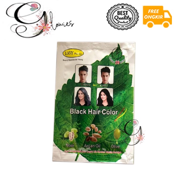 135Y Premium Black Hair Color Sachet / Pewarna Rambut
