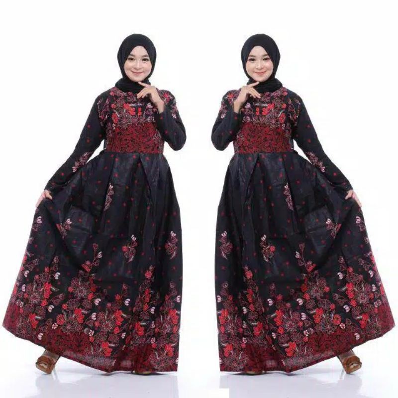 BISA PISAH Batik Couple Keluarga Sania ruffle ori ndoro jowi TERMURAH sakura merah-gamis ibu