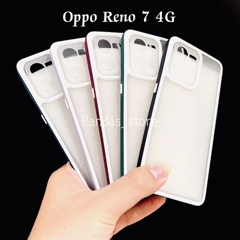 Pro Hybird Oppo Reno 7 / Reno 8 4G Softcase Halus dan Elegan / Pinggiran Garis Putih Keren (Pandas)