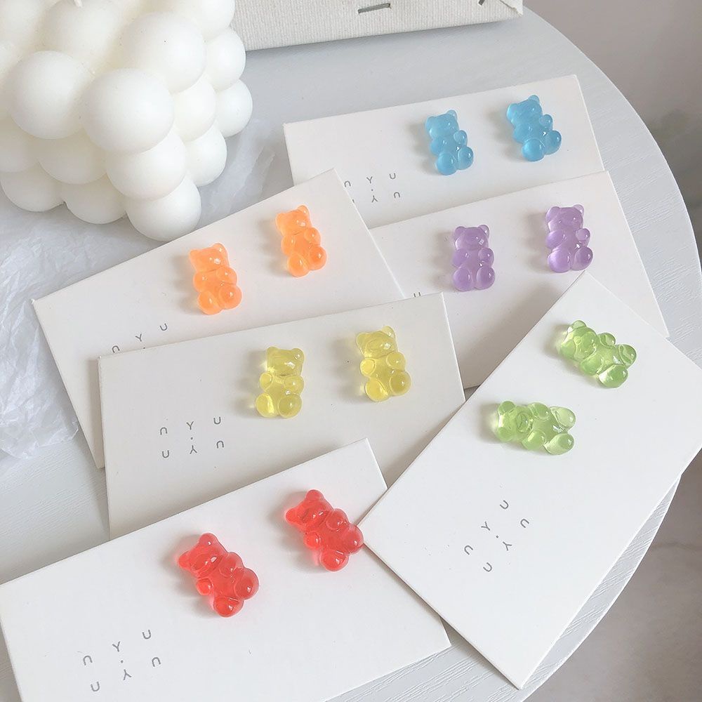 Needway  Cartoon Stud Earrings Funny Fashion  Accessories Drop Earrings Daily Candy Color Ins Style Bear Lovely Handmade Jewelry/Multicolor