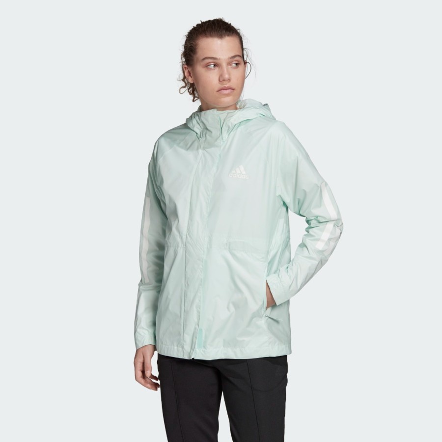 Adidas Women Green Jacket 3Stripes RDY Windbreaker 100% Original