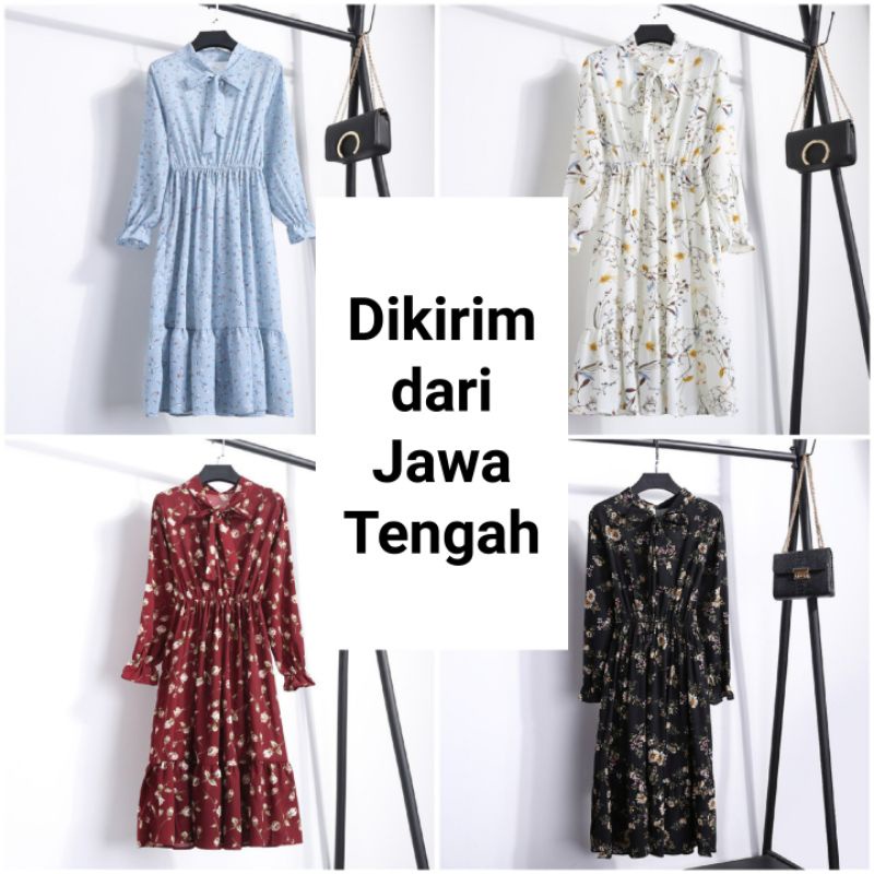 Korean Dress Floral / Tunik Bunga Model Korea