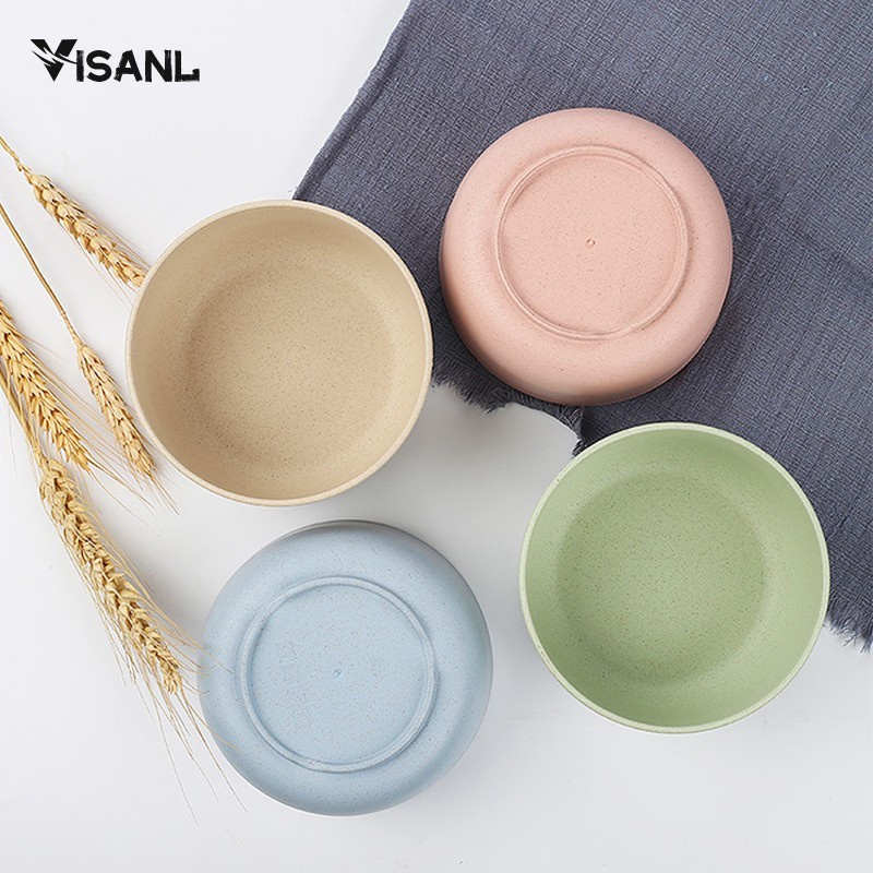 Mangkok Wheatstraw Bowl Mangkuk Plastik Microwave Warna Warni Set 4 Pcs Mangkuk Makan BPA Free