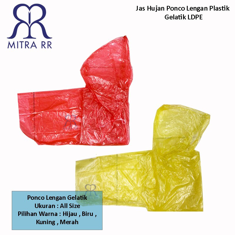 Jas Hujan Plastik Ponco Lengan Gelatik Sekali Pakai Murah LDPE