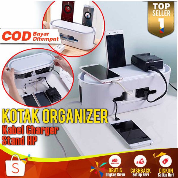 Kotak Organizer Penyimpan Kabel Charger Wire Cable Rapi Anti Berantakan Management Box Multifungsi