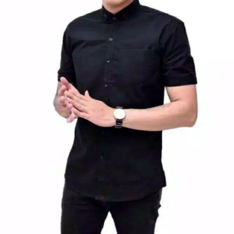 KEMEJA PRIA BOYI TOP MAN LENGAN PENDEK KASUAL FORMAL KERJA PUTIH HITAM NAVY GREY WARNA WHITE