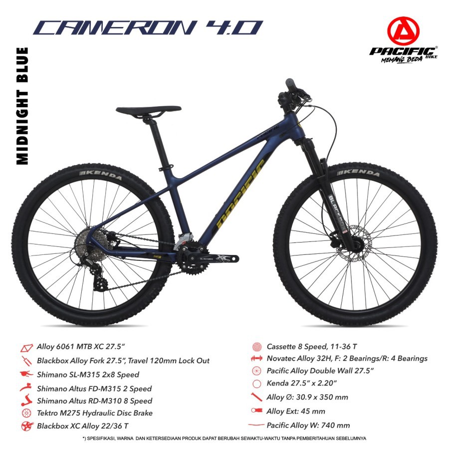 SEPEDA GUNUNG PACIFIC CAMERON 4.0 FRAME ALLOY 27.5'' 8 SPEED HYDRAULIC DISC BRAKE MTB