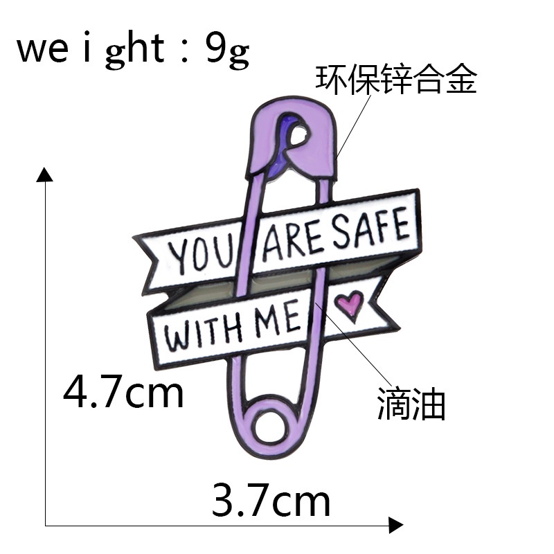 Bros Pin Enamel Tulisan You Are Safe with Me Untuk Aksesoris Tas Ransel