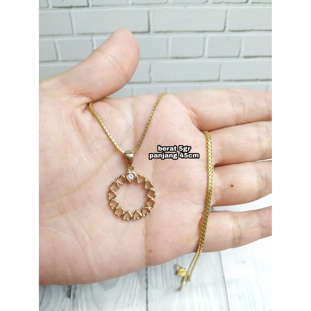 KALUNG LIONTIN BULAT LOVE MATA PERAK ASLI S925 KODE CD084