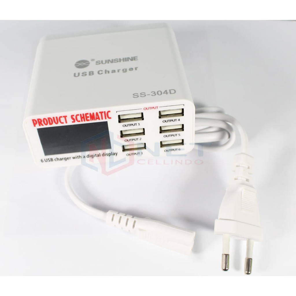 ADAPTER CHARGER SUNSHINE SS-304D / ADAPTOR CHARGER SS-304D 6 PORT