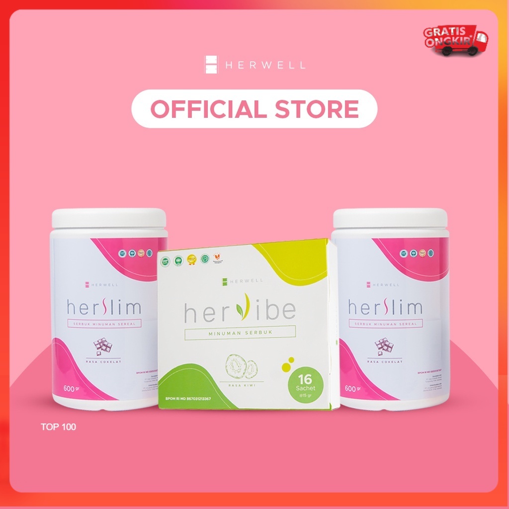 Herwell - Bundling 3pcs - Herslim 2pcs + Hervibe BPOM HALAL HERWEL ORI ORIGINAL OFFICIAL STORE DIET PELANGSING