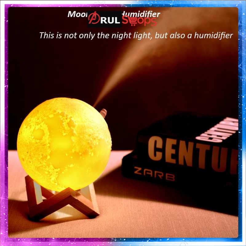 Taffware Air Humidifier Lampu Tidur 3D Moon Night Light - Humi AX-08