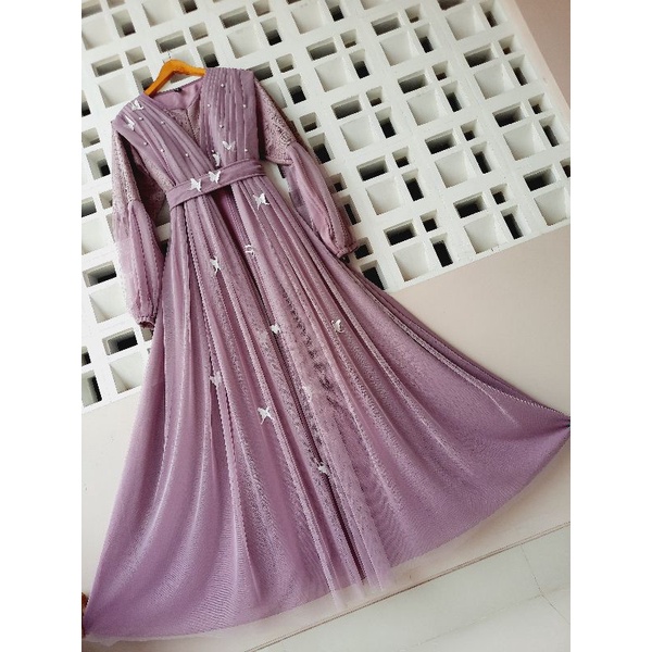 GAMIS CERUTY BURKAT|| TILLE BUTTERFLY|| GAMIS PESTA||FASHION WANITA,BAJU GAMIS MEWAH,GAMIS TERBARU 2021,GAMISKEKINIAN,PAKAIAN WANITA,PAKAIAN TERMURAH BARU-7