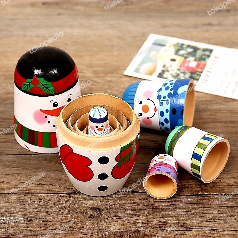 Boneka Rusia Matryoshka Snowman Natal Christmas Kado Natal Snowman