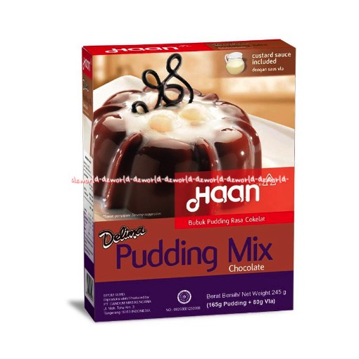 Haan Delima 245gr Pudding Mix Chocolate With Vla Sauce Coklat Tepung Bubuk Puding Instan Cokelat Puding Agar Instan Premix Saos Fla