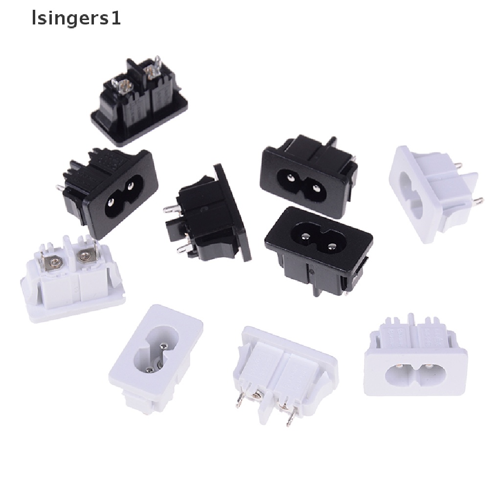 (lsingers1) 5pcs Konektor power inlet AC250v 2.5a iec320 c8 male 2 Pin