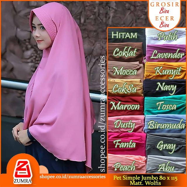 Hijab Instant Harian Jumbo Ped Syari Kerudung Instan Polos Jilbab Bergo Syria Basic Zaida Instant Murah