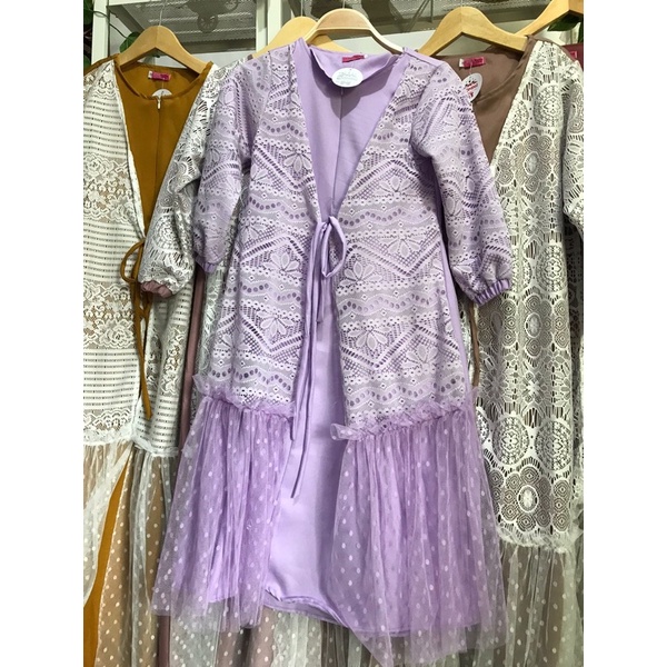 Youngmoodis Malika dress brokat lilac gamis anak size 6-12 tahun