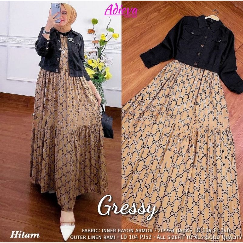 Gamis/Dress All Motif Alila Stacy Livy/Livina Almera Pretty Helina Flavio Erella Fiolin Gressy Miloa Jelio Amaris Sabrina Vidya Areola Talia Machio Zolla Geisya Gladis Eldora Morea Angeli Celine Adieva Matt Rayon Viscose-Gressy hitam