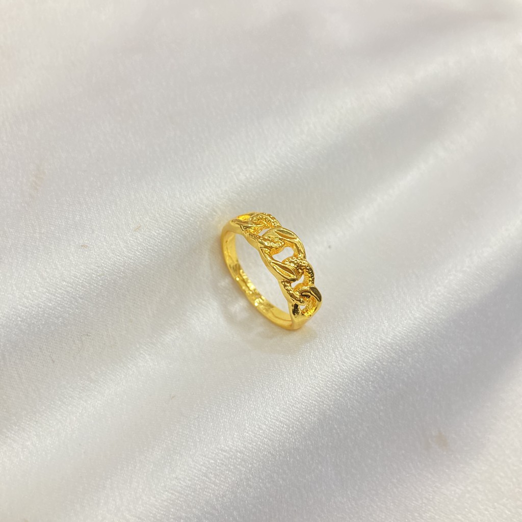 Cincin Polos Lapis Emas 24K Perhiasan Wanita