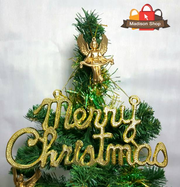 PAKET POHON NATAL HIASAN ANGEL MURAH SET MERRY CHRISTMAS POHON NATAL 60 CM DEKORASI MEJA NATAL