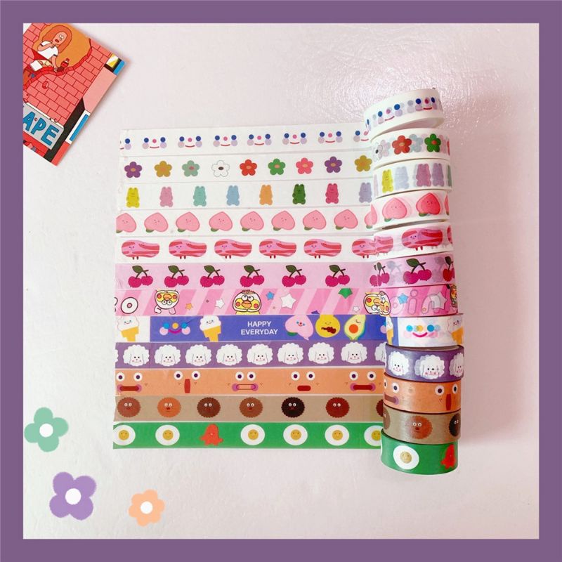 

1Pcs Washi Tape lucu/washi tape journaling 5Meter/washi tape motif peach gummy bear lucu 5Meter